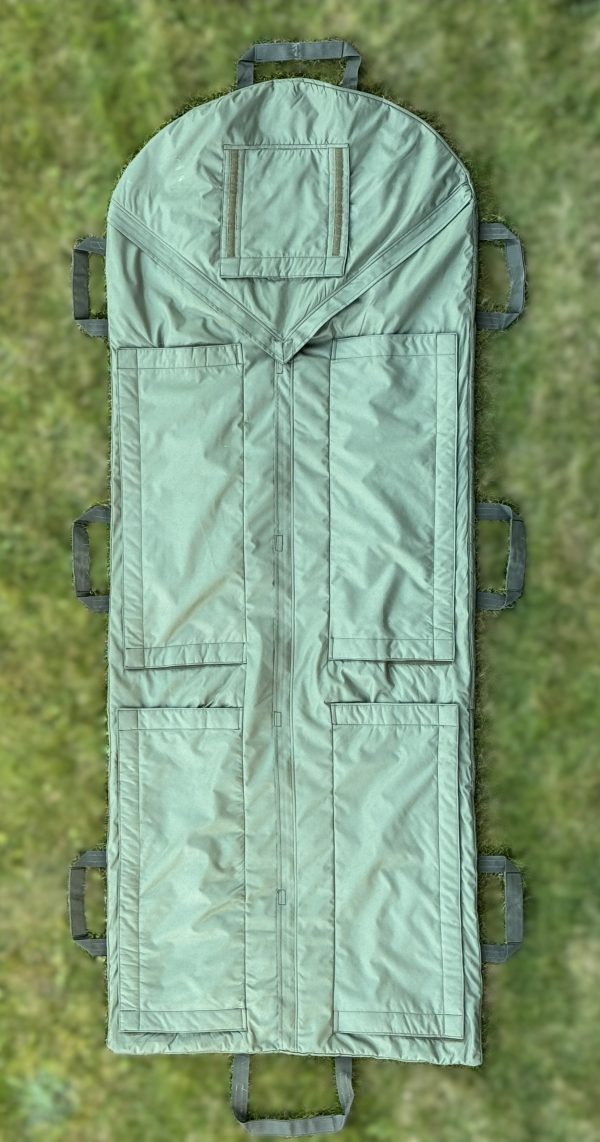 Close-up view of hypothermia check pockets integrated into waterproof sleeping bag